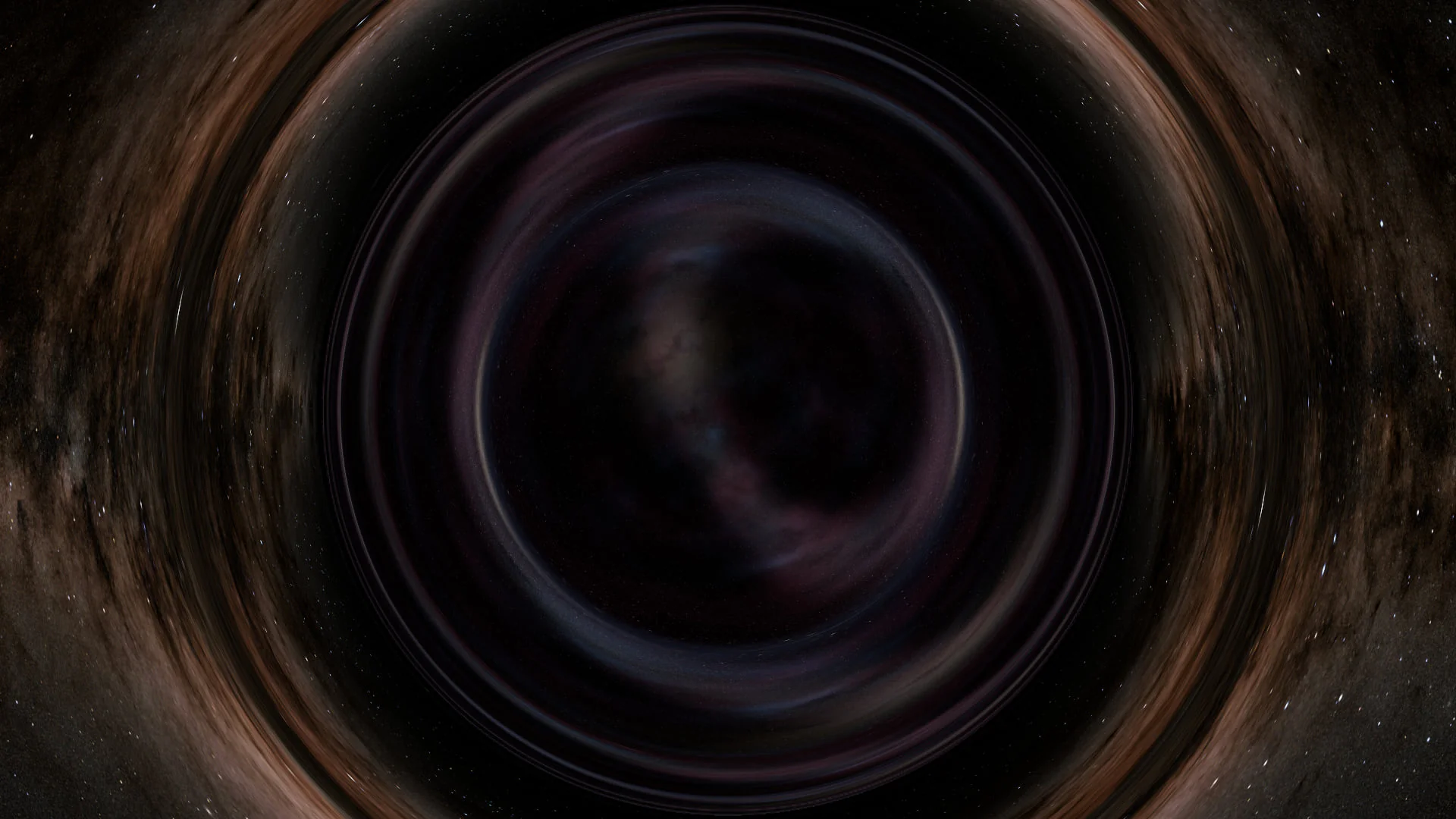 Interstellar-style wormhole showing a distorted view of the sky on its far side
